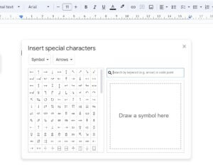 special character map on google docs