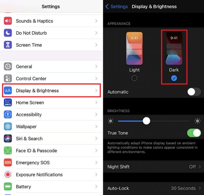 how to turn on dark mode for iphone and ipad