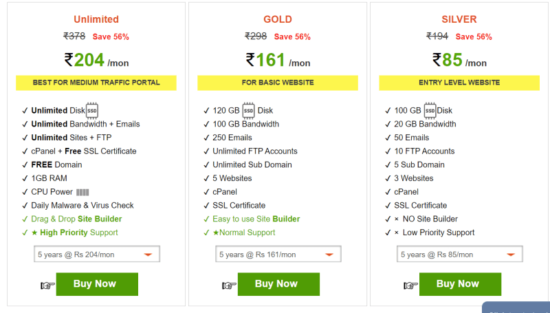 hosting raja plan and price