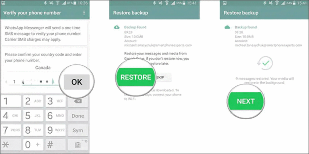 restore messages from google backup