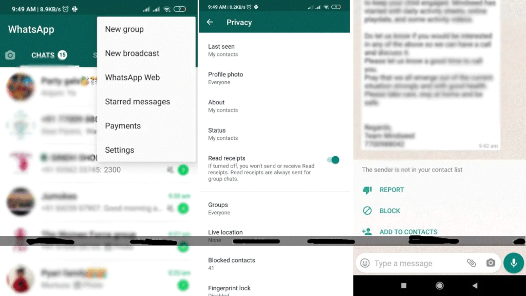 What happens when you report someone SPAM on WhatsApp?