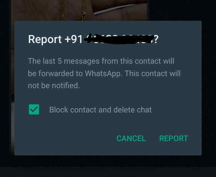 block and report on whatsapp