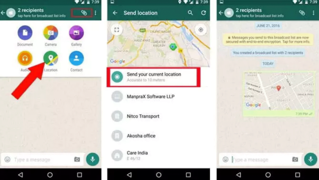 track a location on whatsapp