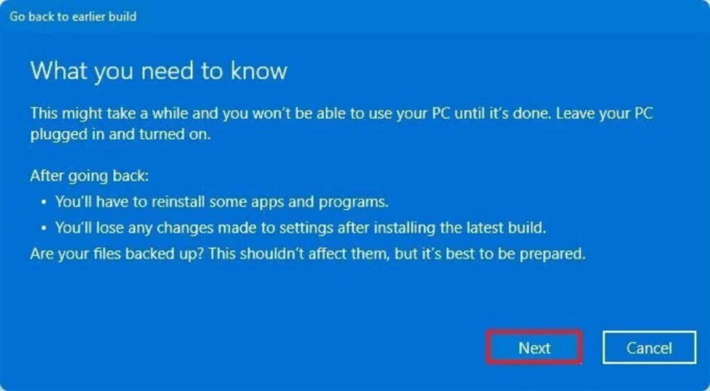 create backup - get back to windows 10