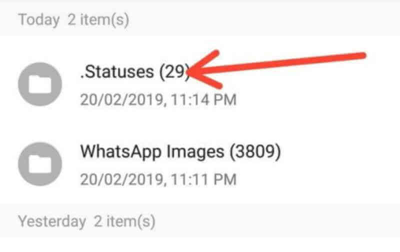 folder to copy whatsapp status from others