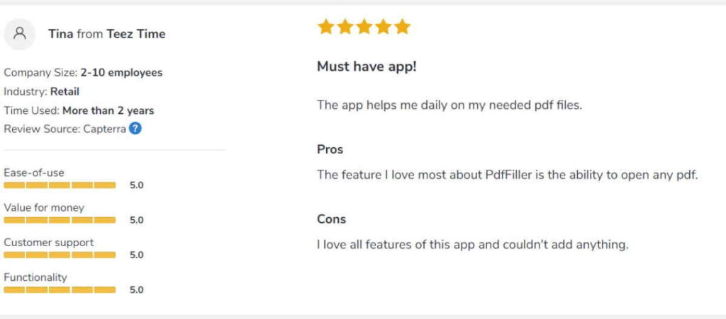 pdffiller complete details and review users