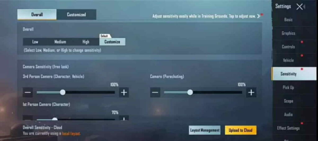 use low senstivity - fix lag in bgmi frame drop