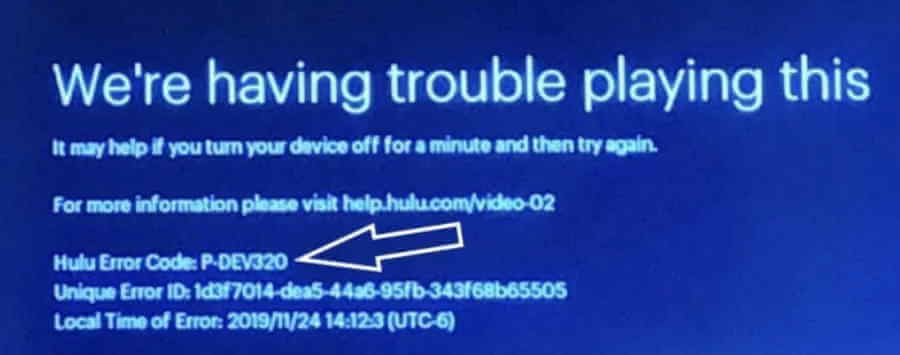 fix hulu error code p-dev320