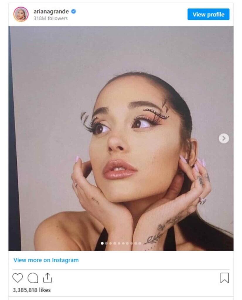 at number 8 - ariana grande - top 10 instagram followers in world 2022