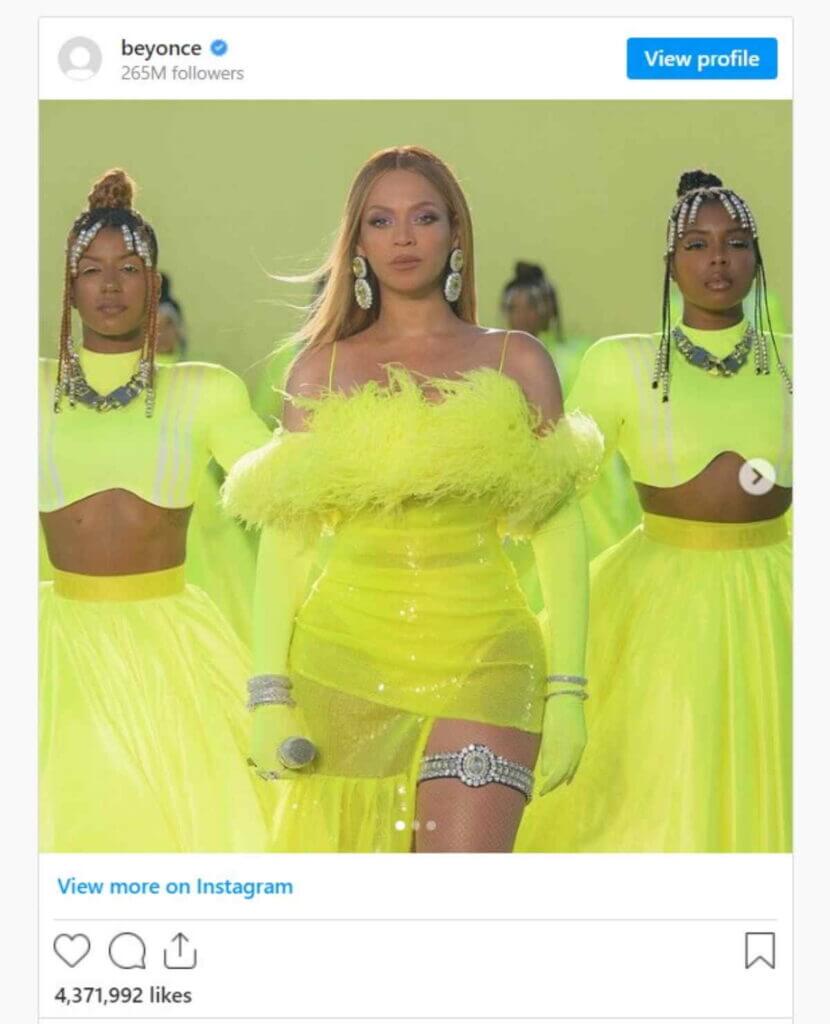 at number 9 - beyoncé - top 10 instagram followers in world 2022