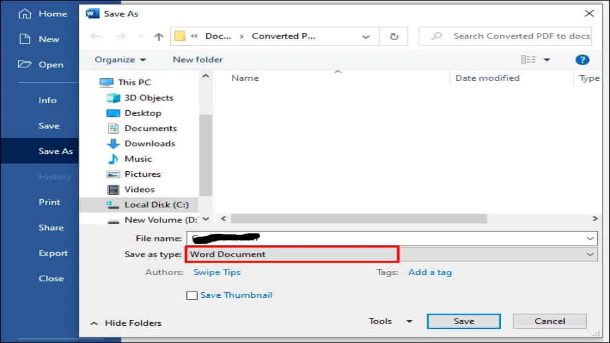 save as word document