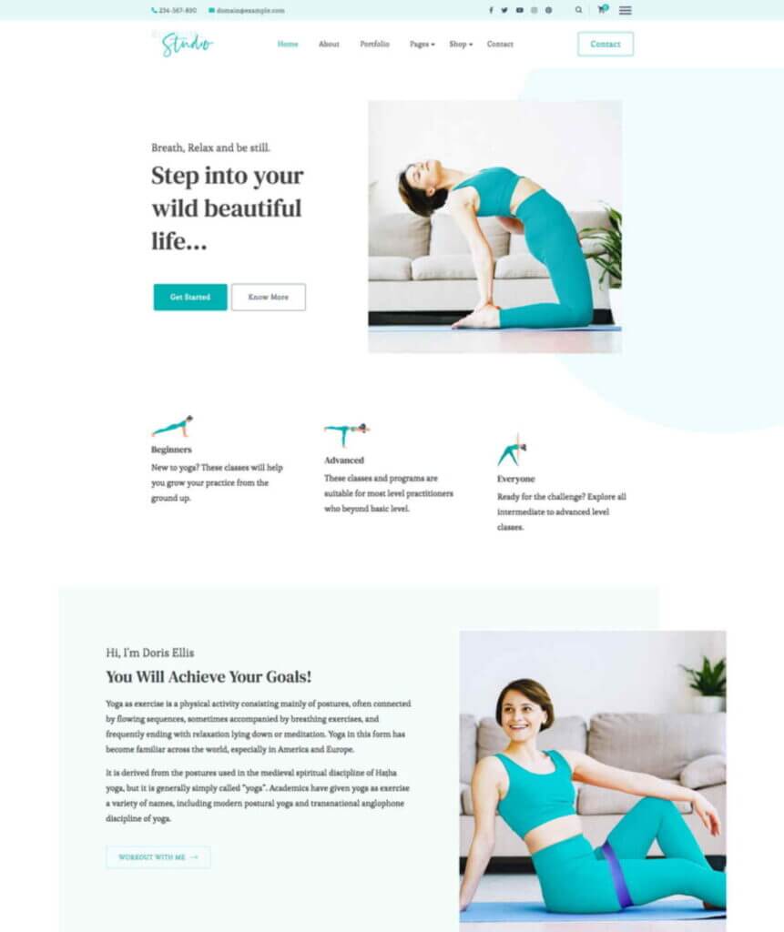 at forth comes blossom studio in free wordpress themes for yoga websites