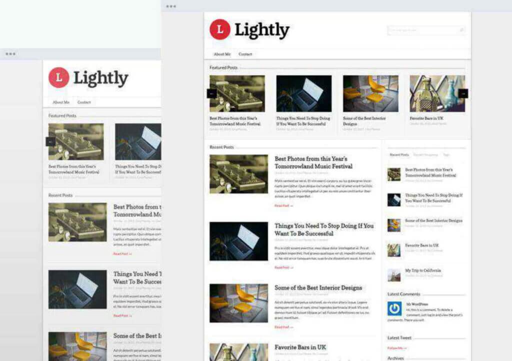 lightly free wordpress themes for personal blogs