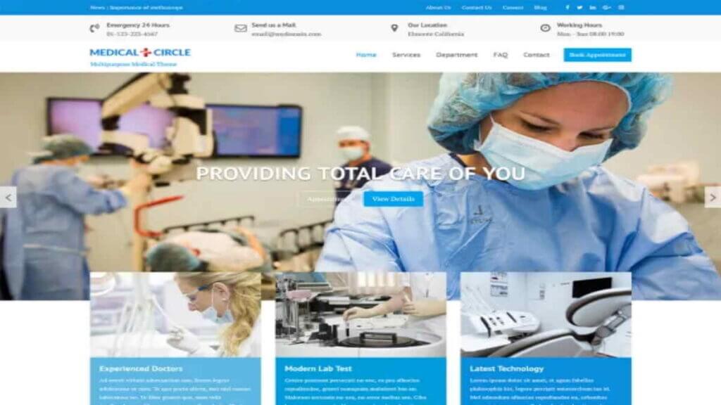 medical circle comes at third in free wordpress themes for doctors