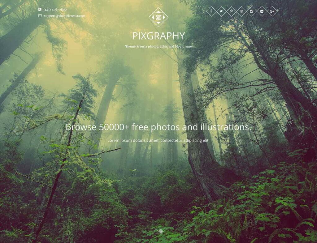 pixagraphy comes the second free wordpress themes for photography websites