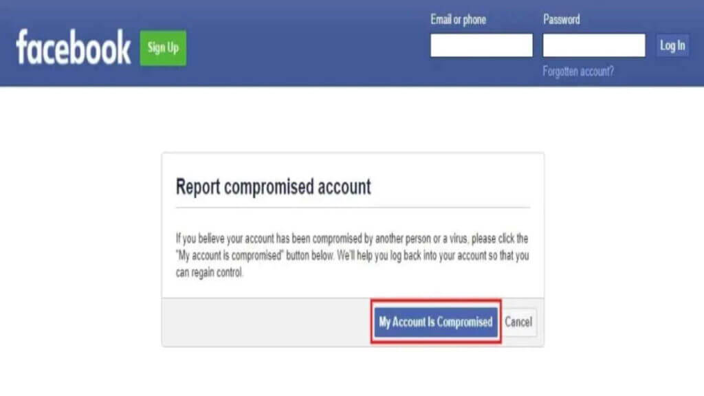 facebook report lost account