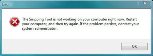 snipping tools not working - how to fix on windows