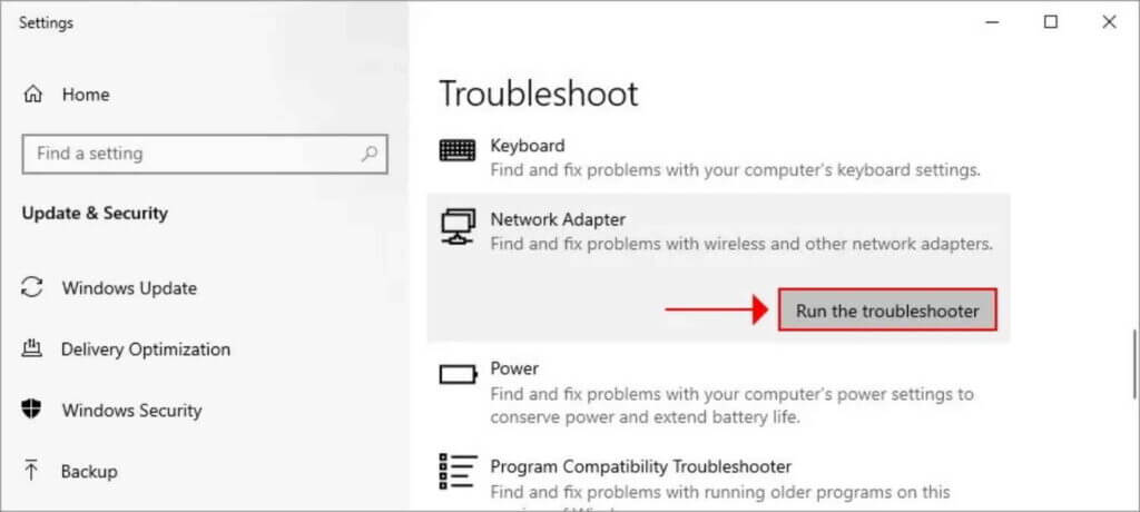 run troubleshooter