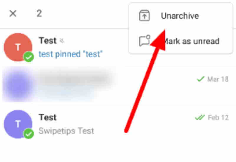 click on three dots to unarchive chats