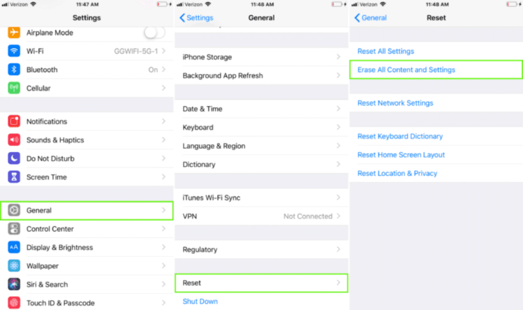 do factory reset - fix no sim card on iphone