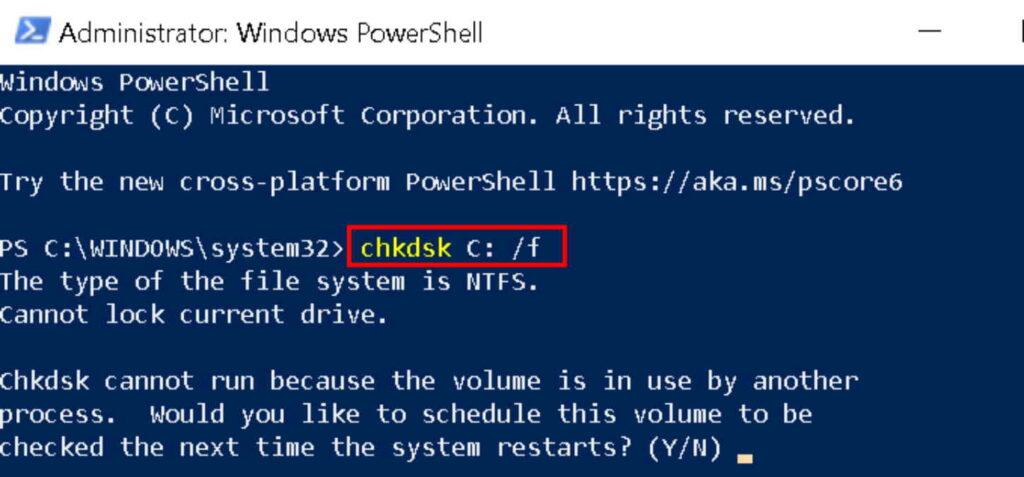 run chkdsk to fix windows backup 0x8078012d error