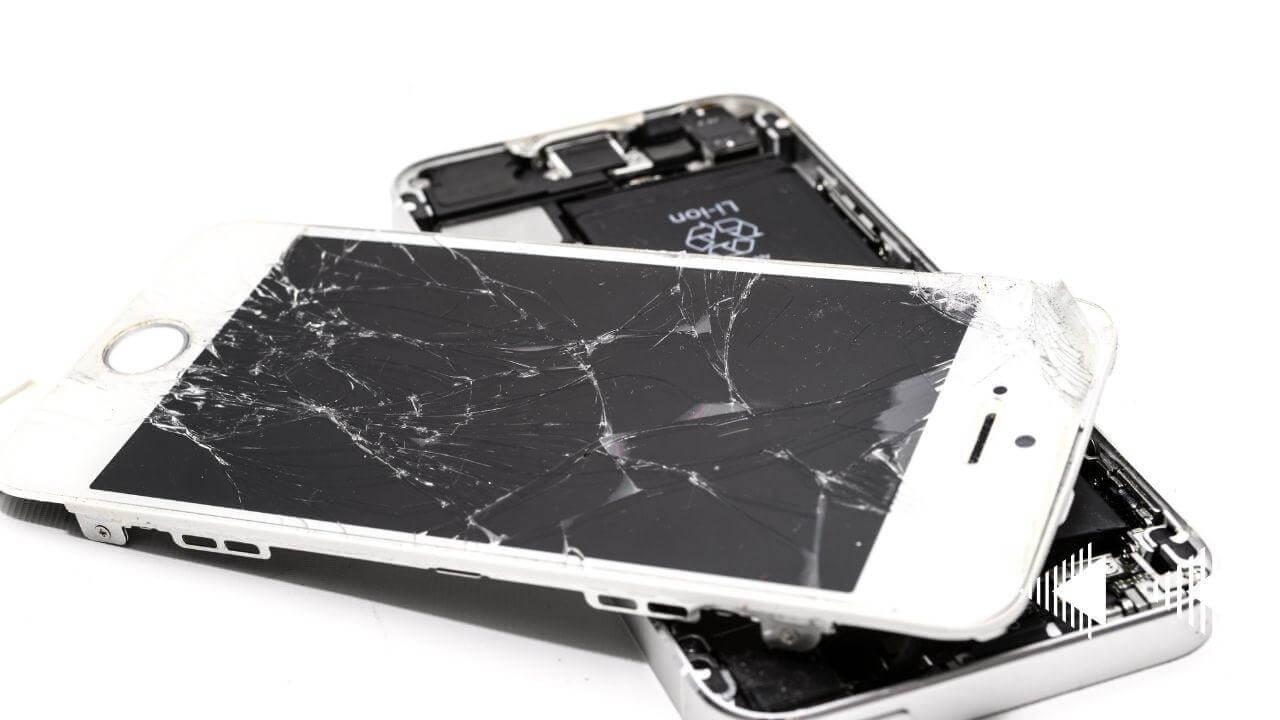 broken screen of smartphone