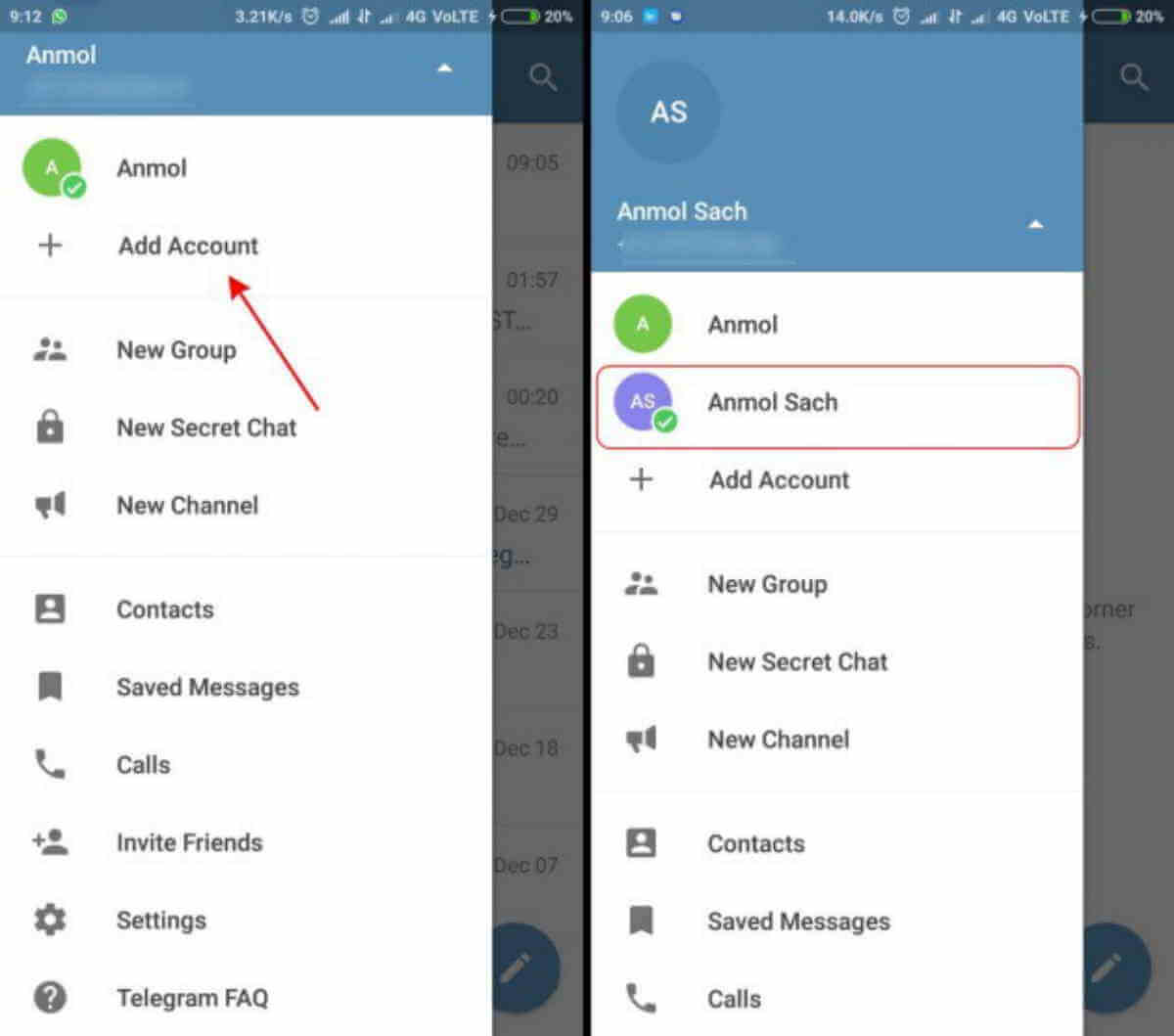 use multiple account on telegram