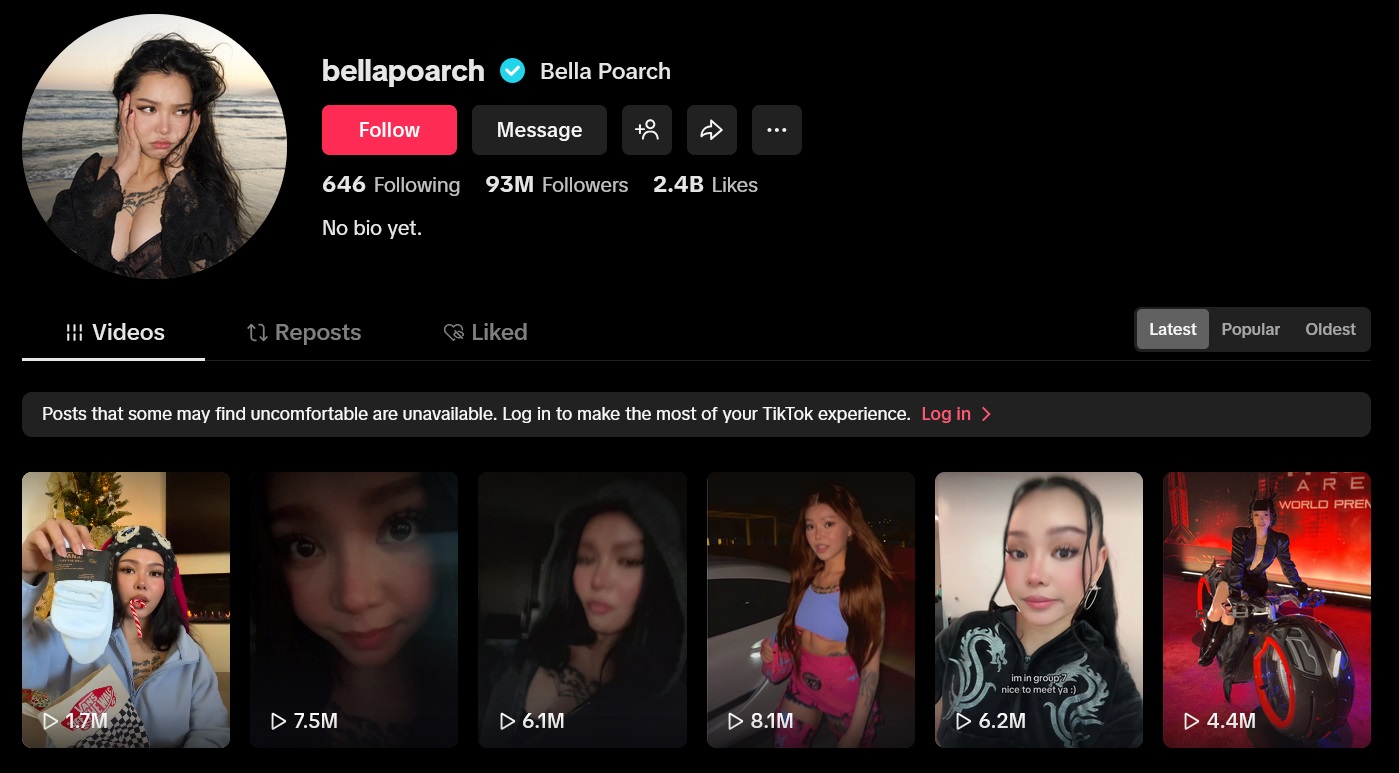 bella porch tiktok profile